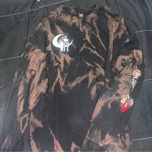 George Stylish Black bleach dyed embroidered long sleeve Shirt size large